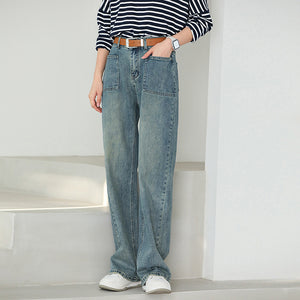 Quần baggy denim ống đứng hai túi vuông - NU9745