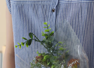 Áo sơ mi linen sát nách cổ đức kẻ sọc - NU10247