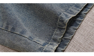 Chân váy denim lưng thun túi phối vải hoa - NU10103