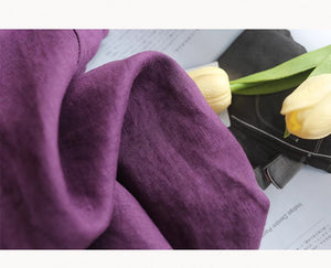 Áo sơ mi linen ngắn tay cổ đức một màu - A005