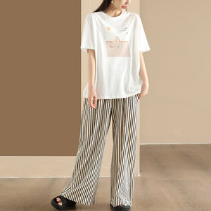 Quần baggy lưng thun dây rút ống rộng kẻ sọc đứng - NU10455
