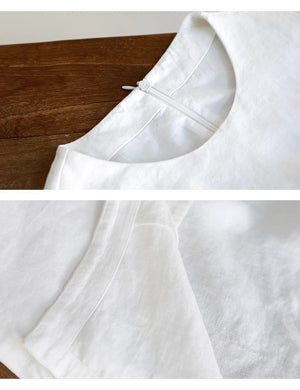 Đầm liền linen sát nách cổ tròn đơn sắc khóa kéo - NU10509