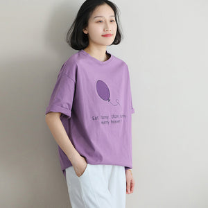 Áo T-shirt ngắn tay cổ tròn form dài in quả bóng - NU10035