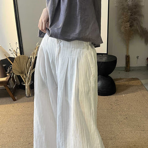 Quần baggy linen lưng thun cạp cao ống rộng - Q103