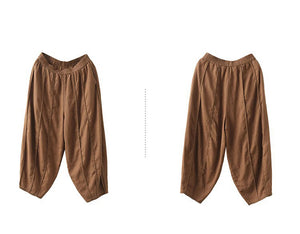 Quần baggy linen lửng lưng thun gân nổi - NU9967
