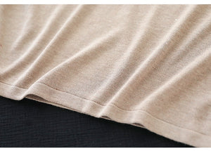 Áo T-shirt dệt kim dài tay phối lệch màu cổ tròn - NU9390