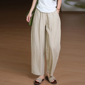 Quần baggy linen lưng thun dây rút ống đứng túi chéo - Q268