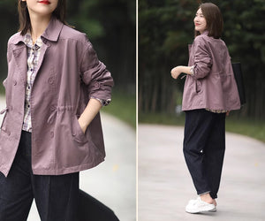 Áo khoác retro dài tay cổ đức kiểu hai hàng khuy - NU9193