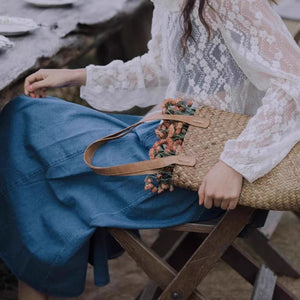Chân váy denim retro lưng thun chữ A - NU9970