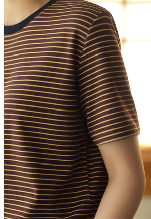 Áo T-shirt ngắn tay cổ tròn kẻ sọc liti - A773