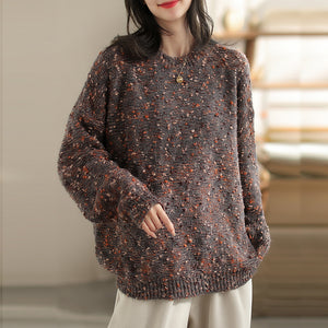 Áo len cashmere dài tay cổ tròn kiểu chấm sắc màu - NU9707