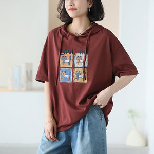 Áo hoodies ngắn tay in những chú mèo - NU10290