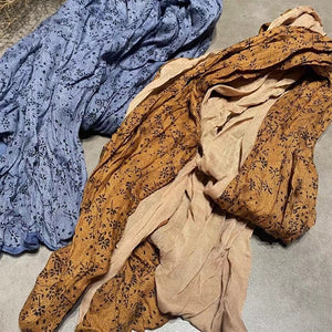 Khăn quàng linen retro in hoa liti một mặt - NU9268