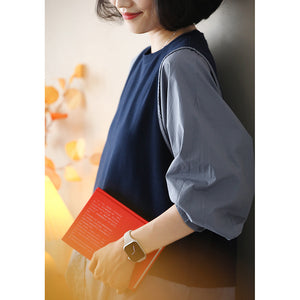 Áo T-shirt dài tay cổ tròn kiểu hai lớp sơ mi - NU9097