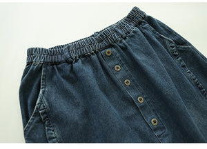 Chân váy denim lưng thun năm khuy - NU9680