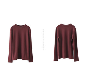 Áo T-shirt dệt kim dài tay cổ tròn lót nhung - NU9448