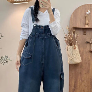 Quần baggy yếm denim túi nắp tam giác - NU9790