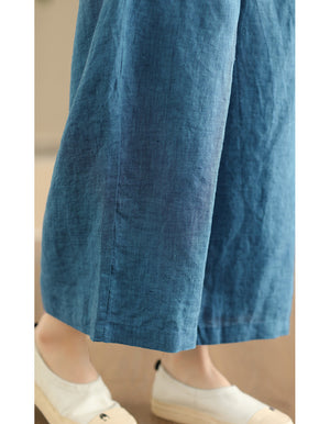 Quần baggy linen lưng thun ống đứng hai túi chéo - NU10446