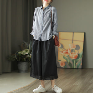 Quần baggy lửng lưng thun dây rút gấu kiểu ren - NU9927