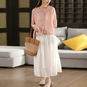 Chân váy xòe linen lưng thun - V133