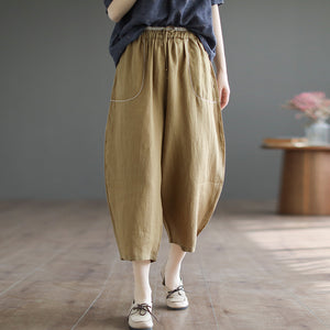 Quần baggy linen lưng thun túi bo tròn - NU9853
