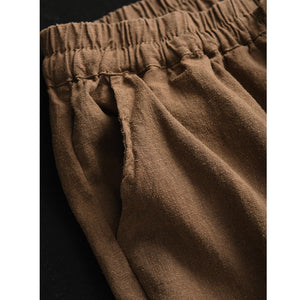Quần baggy linen lưng thun dây rút ống côn đơn sắc - Q119