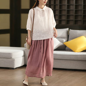 Chân váy xòe linen lưng thun - V133