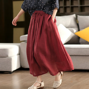 Chân váy xòe linen lưng thun - V133