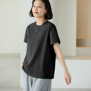 Áo T-shirt ngắn tay cổ tròn form rộng một màu - NU10076