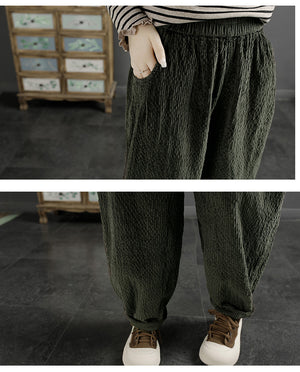 Quần baggy lưng thun kiểu dập nhăn một túi sau - NU9585
