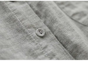 Áo sơ mi linen sát nhách cổ tàu in hoa liti một túi nhỏ - NU8927