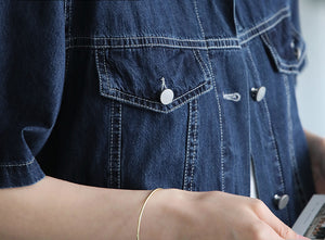 Áo sơ mi denim ngắn tay cổ đức - NU10328