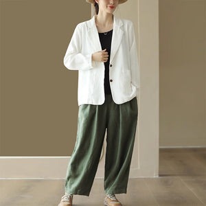 Áo khoác blazer linen dài tay túi vuông hai khuy - NU9206