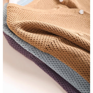 Áo khoác cardigan len đan hình thoi dài tay cổ tròn - NU9361