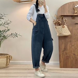 Quần baggy yếm denim túi nắp tam giác - NU9790