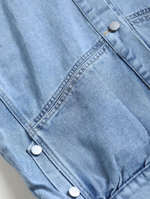 Áo khoác gile denim sát nách cổ đức hai túi - NU9203