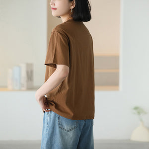 Áo T-shirt ngắn tay cổ tròn in bí ngô - NU10224