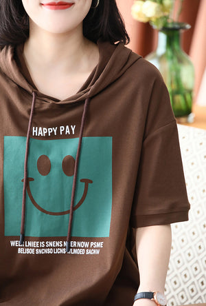 Áo hoodies ngắn tay in mặt cười - NU8751