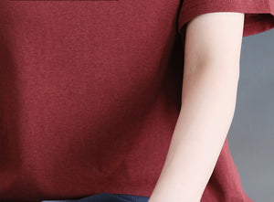 Áo T-shirt ngắn tay cổ V kiểu hai lớp lệch màu - NU10473