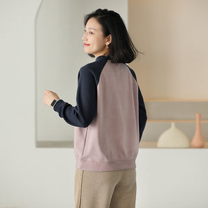 Áo T-shirt nỉ dài tay lệch mạu cổ tròn - NU9422