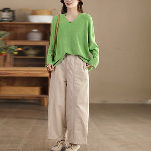 Quần baggy lưng thun ống rộng khuy cài kiểu xếp ly - NU9732