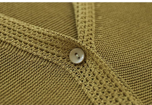 Áo khoác cardigan linen dệt kim dài tay cổ V - NU9161