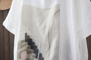 Áo T-shirt linen ngắn tay cổ tròn in trừu tượng - NU8780