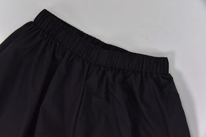 Quần baggy lửng lưng thun ống rộng gấu xếp ly - NU9878