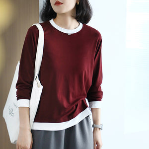 Áo T-shirt dài tay cổ tròn kiểu hai lớp - A175