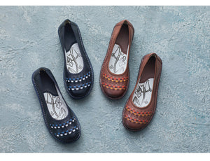 Giày da morigirl retro đế bằng đan caro - OD2250
