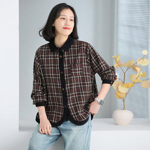 Áo sơ mi linen dài tay cổ pipi bo viền - NU9753