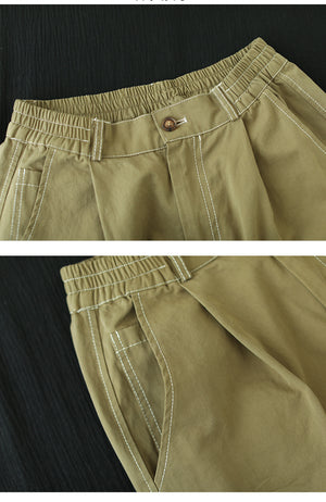 Quần baggy lửng lưng thun vá vòng soáy vuông - NU10339