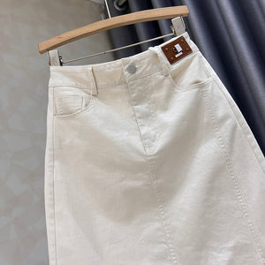 Chân váy retro lưng cao xẻ tà - V046