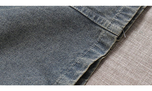 Chân váy denim lưng thun túi phối vải hoa - NU10103